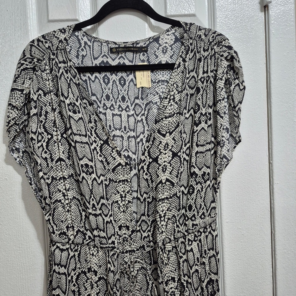Vix Paula Hermanny Snakeskin Print Maxi Dress Resort Wear M-M - Picture 5 of 13